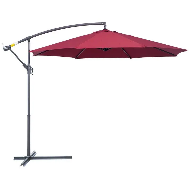 Outsunny 3M Wine-Red Hanging Parasol – Water-Resistant Terylene Canopy With Reinforced Frame 1