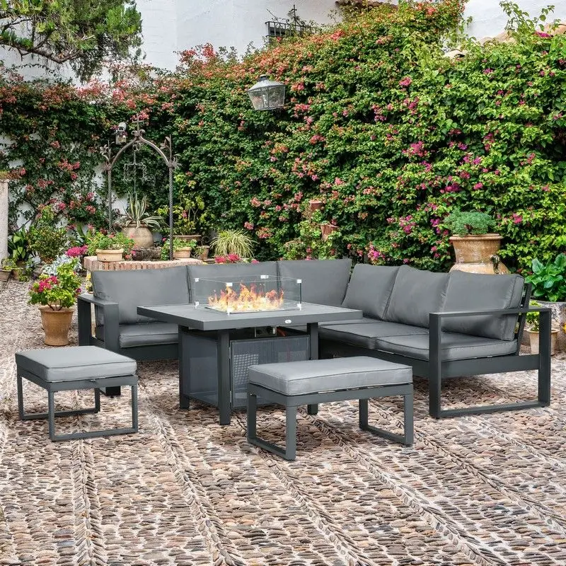 Outsunny 6-Piece Aluminum Patio Furniture Set For Outdoor Living 1