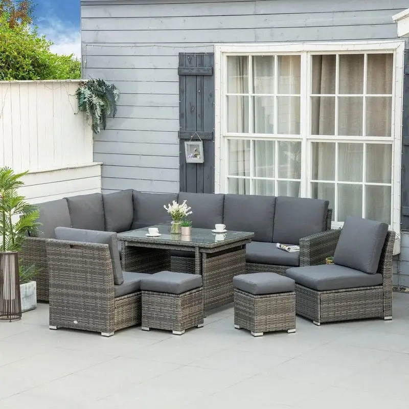 Outsunny 7-Piece Rattan Garden Sofa Set – Modular Outdoor Seating With Cushions & Coffee Table 1