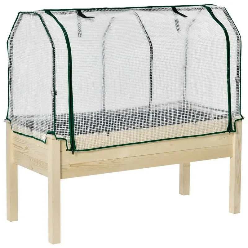 Outsunny Elevated Wooden Raised Garden Bed With Pe Cover 1