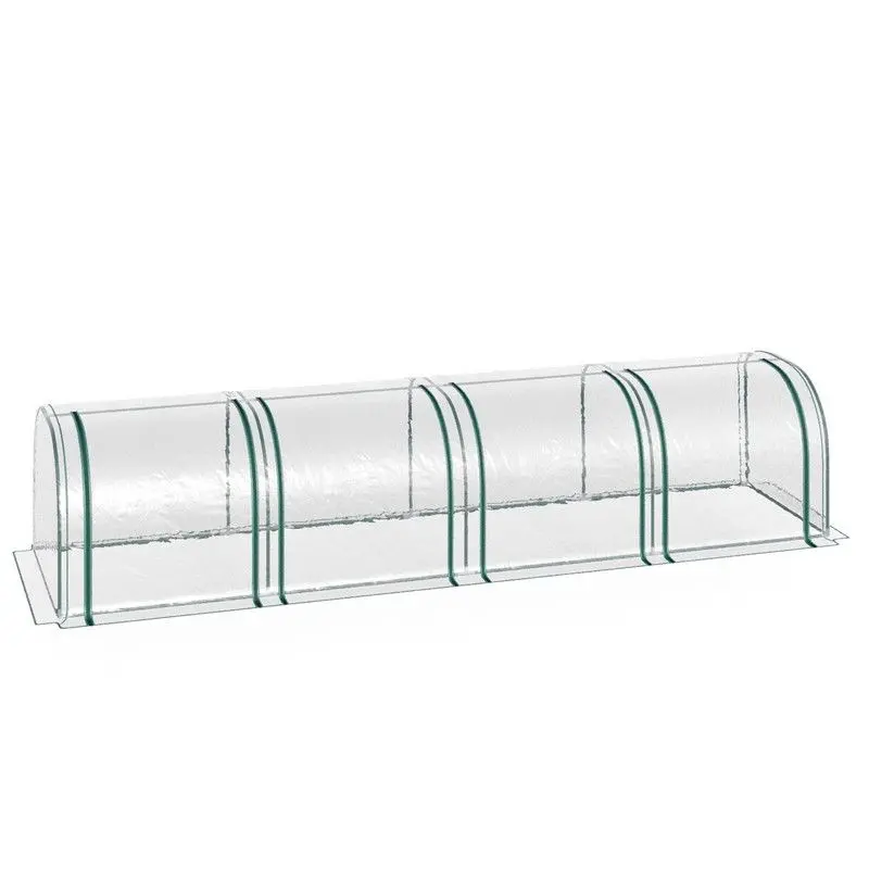 Outsunny Pvc Tunnel Greenhouse – 395 X 100 X 80 Cm Steel-Frame Grow House With Zippered Doors 1