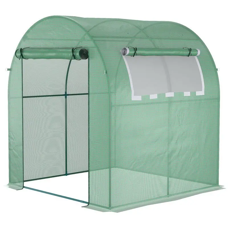 Outsunny Roll-Up Polytunnel Greenhouse – 1.8M X 1.8M X 2M Walk-In Grow Tunnel 1