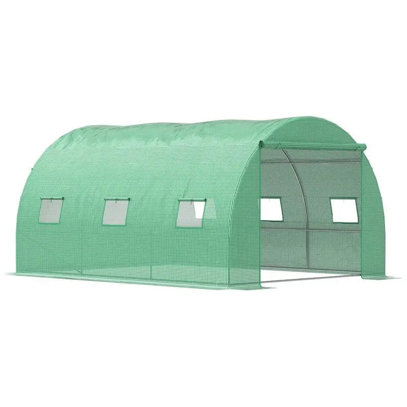 Outsunny Walk-In Tunnel Greenhouse With Pe Cover, Zippered Entry & Adjustable Roll-Up Ventilation 1