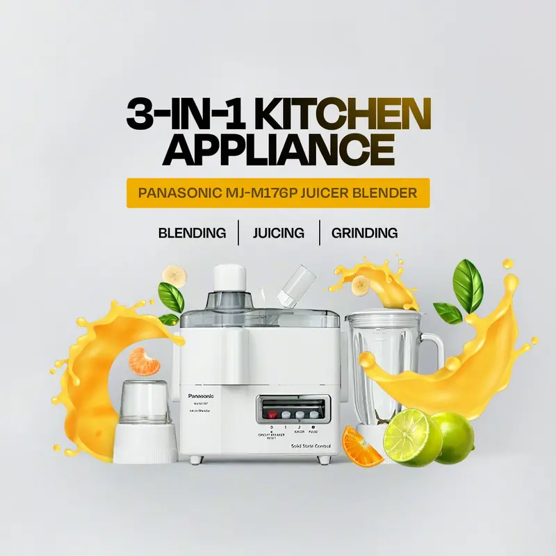 Panasonic Mj-M176P 3-In-1 Juicer, Blender & Grinder For Healthy Living 1