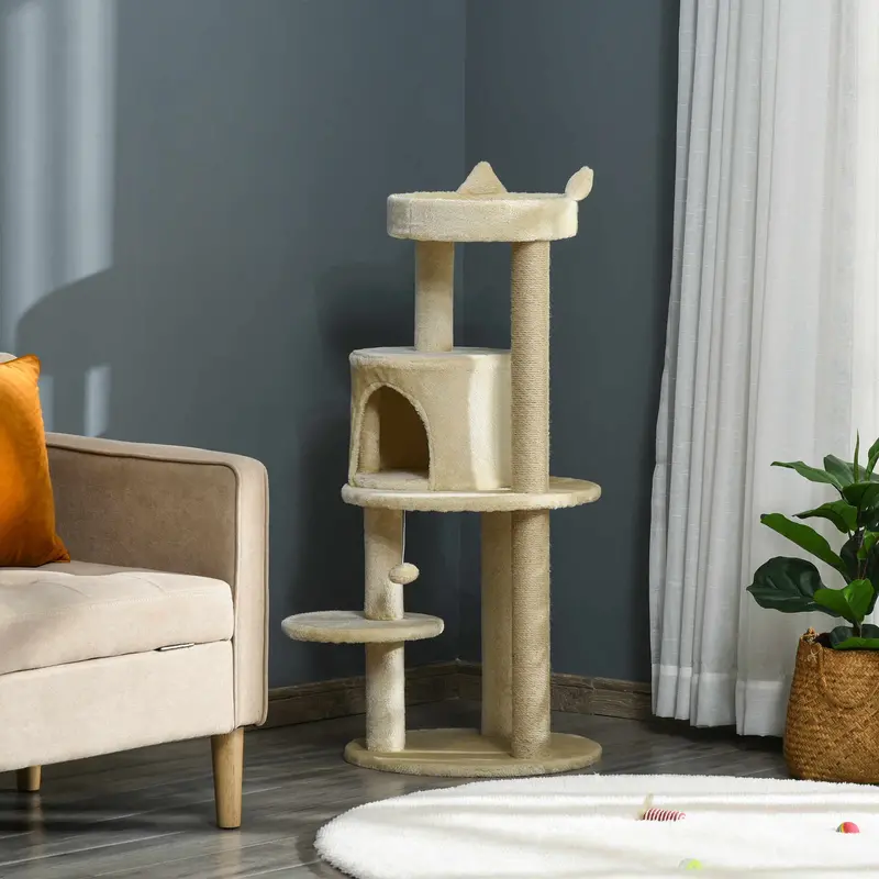 Pawhut 104 Cm Tall Cat Activity Tree – Sturdy Multi-Platform Climbing Center With Perches And Scratching Posts 1