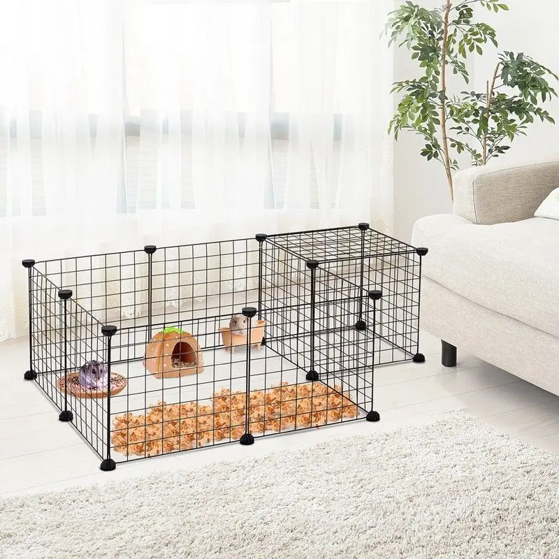 Pawhut 12-Panel Diy Pet Playpen – Heavy-Duty Wire Enclosure For Rabbits, Guinea Pigs & Small Pets (Black) 1