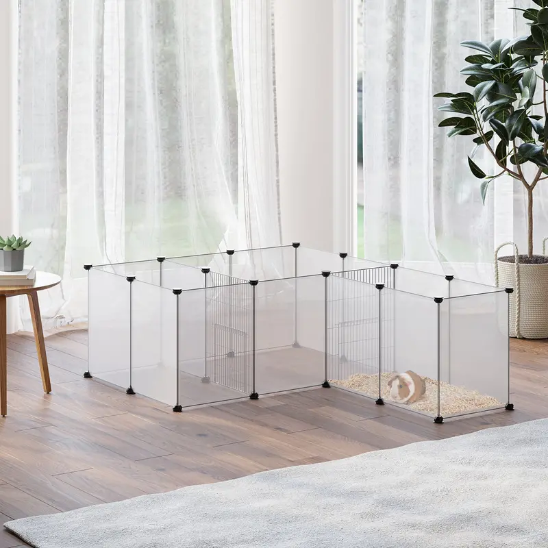 Pawhut 18-Panel Small Animal Playpen – Lightweight Foldable Enclosure In White 1