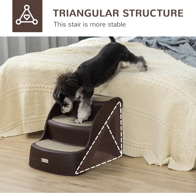 Pawhut 3-Step Portable Dog Stairs With Anti-Slip Mats – Ideal For Elevated Beds And Sofas 1