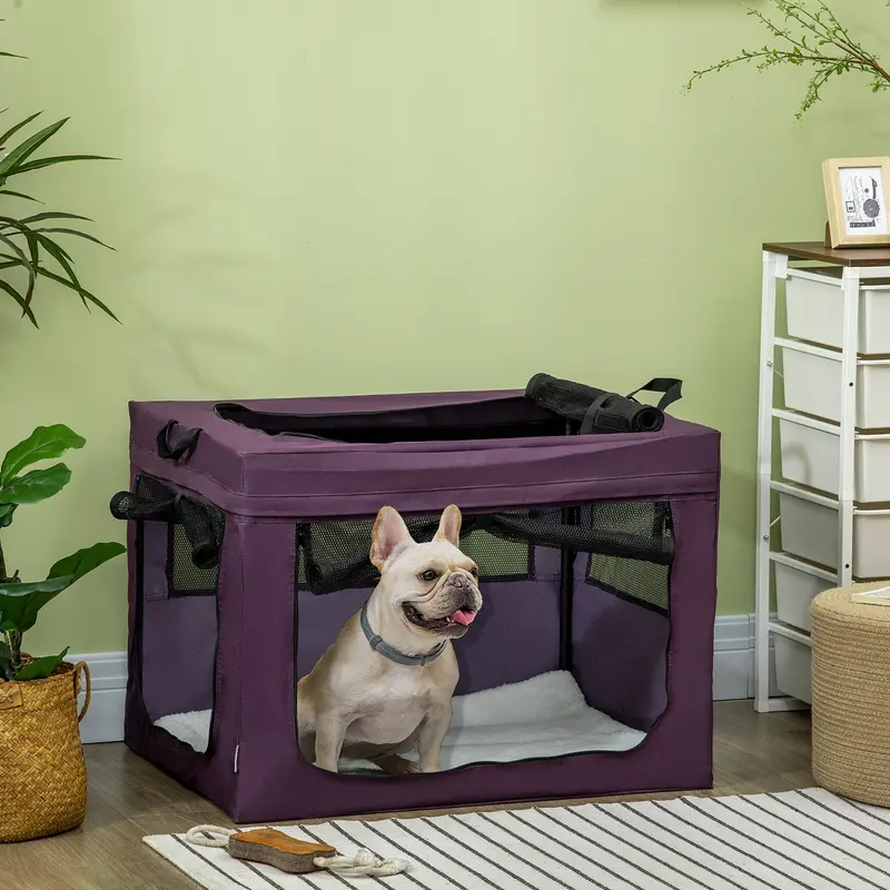Pawhut 80Cm Pet Carrier – Ventilated Travel Cage For Small Dogs & Cats 1