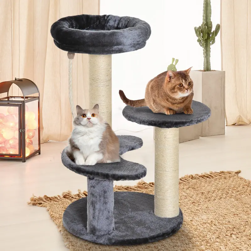 Pawhut All-In-One Kitten Activity Center With Scratching Post & Play Features 1