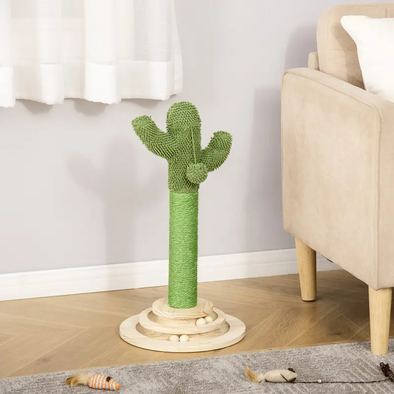 Pawhut Cactus-Themed Cat Tree – Tower With Hammock, Ball Toy & Sisal Posts 1