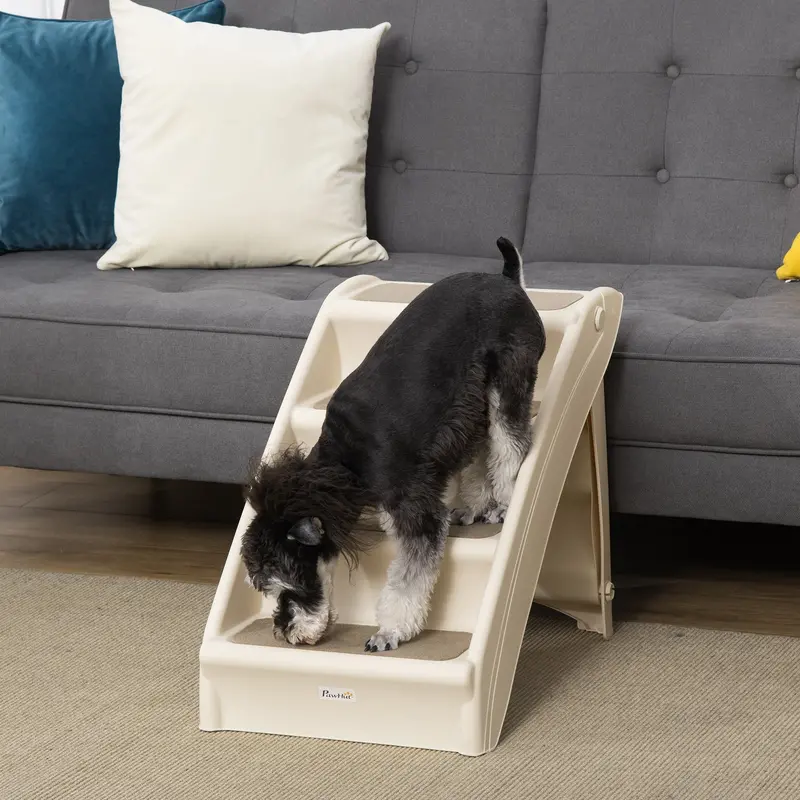 Pawhut Compact Foldable Pet Stairs – Space-Saving 3-Step Design For Small To Medium Pets 1