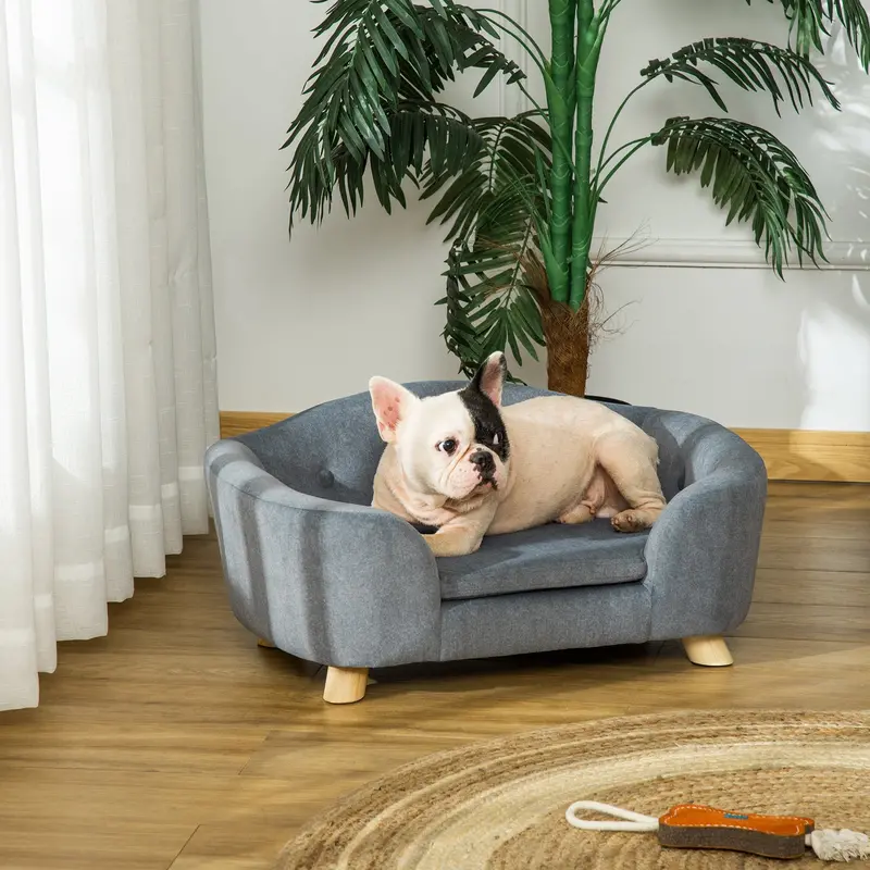 Pawhut Cozy Pet Sofa Lounge – Plush Bed For Puppies And Kittens With Supportive Cushioning 1