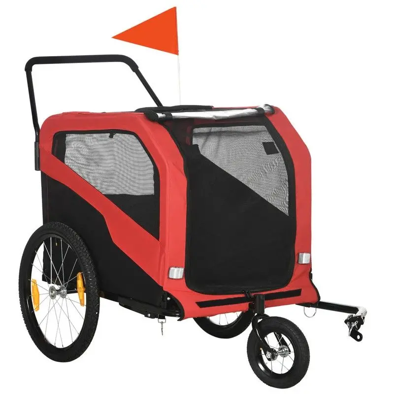 Pawhut Dual-Use Dog Bike Trailer & Stroller – Heavy-Duty Hitch-Compatible Carrier For Large Breeds 1