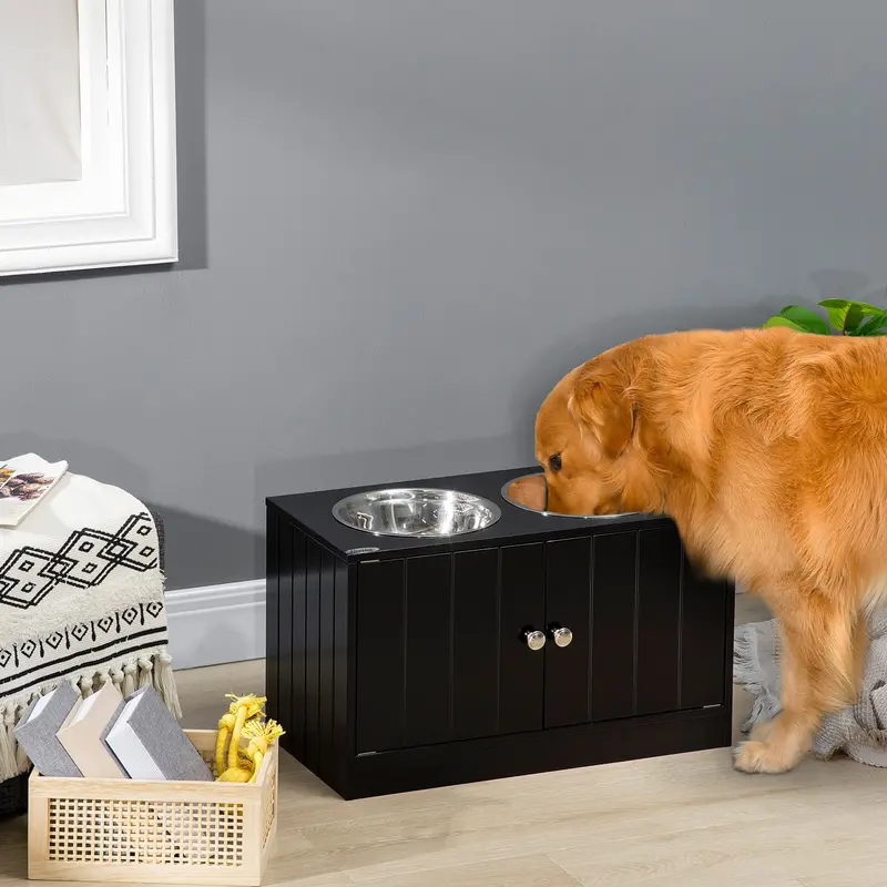 Pawhut Elevated Dog Feeding Station For Large Breeds With Stand 1
