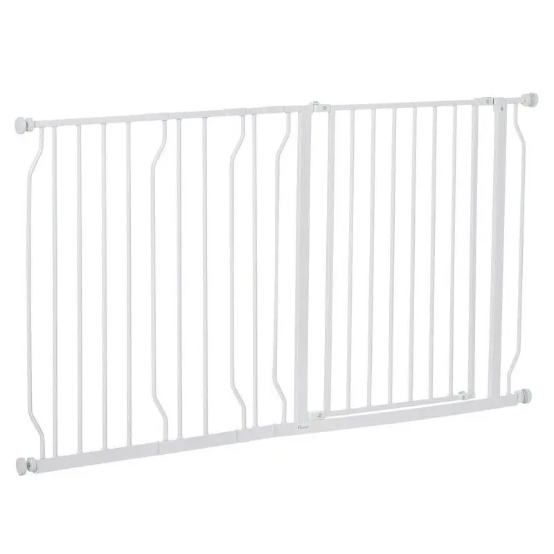 Pawhut Extra-Wide Pet Gate With Walk-Through Door For Stairs Or Openings 1