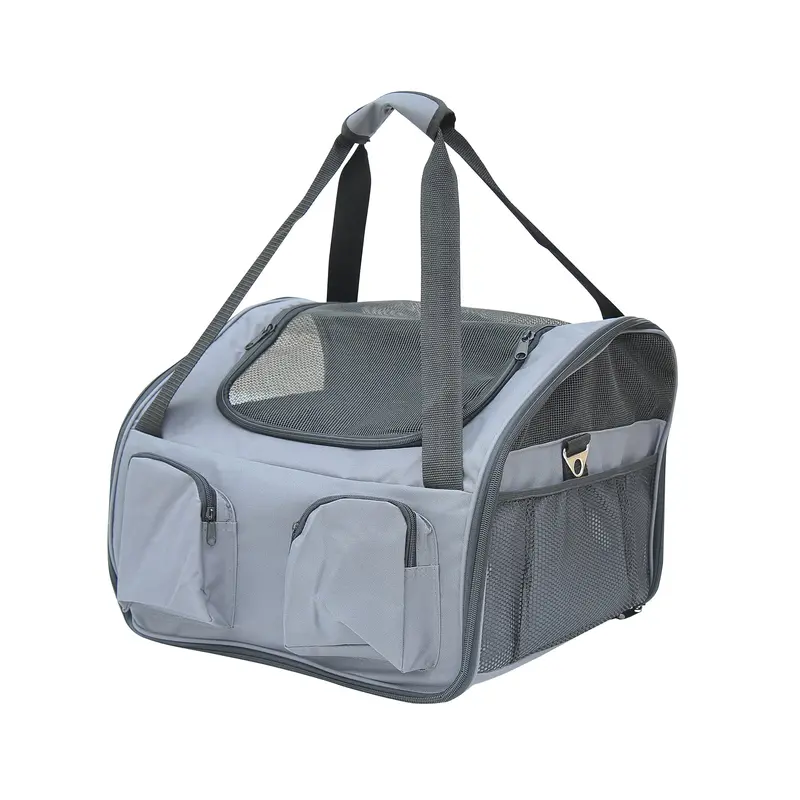 Pawhut Grey Folding Pet Carrier Bag – 41L Compact Travel Crate For Small Animals 1