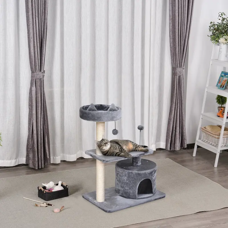Pawhut Multi-Story Cat Furniture Set With Condo, Bed, Perch & Natural Sisal Posts 1