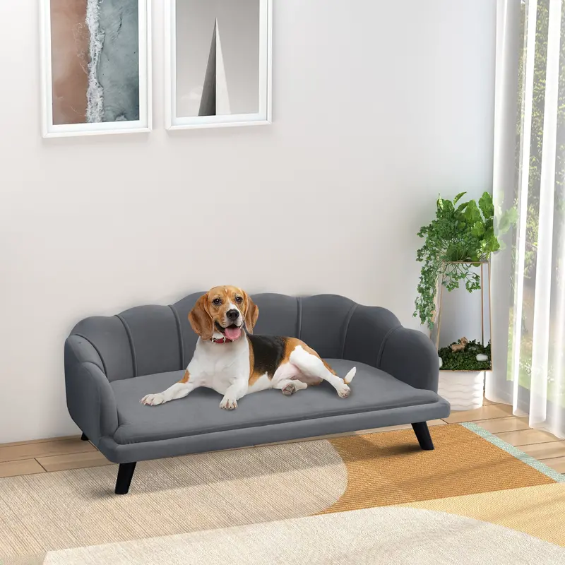 Pawhut Plush Dog Sofa – Comfortable Indoor Pet Lounging Seat 1