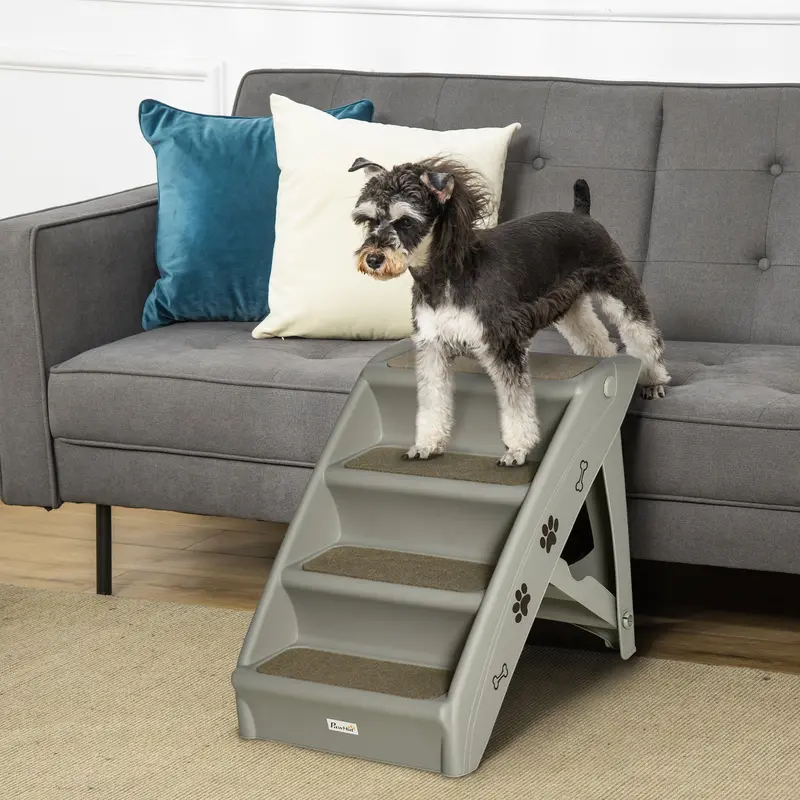 Pawhut Portable Foldable Pet Stairs – Lightweight 3-Step Dog And Cat Steps With Non-Slip Surface 1