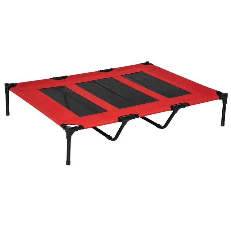 Pawhut Red Cooling Raised Pet Cot – Outdoor/Indoor Elevated Dog Bed With Steel Frame 1