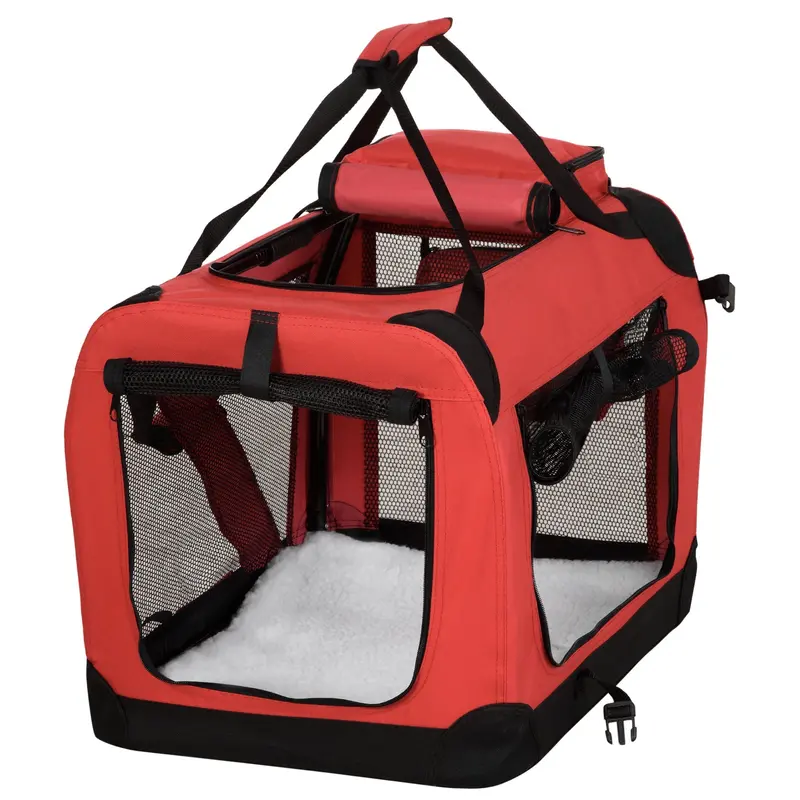 Pawhut Red Pvc Oxford Cloth Small Pet Carrier – Mesh-Ventilated Travel Bag For Rabbits, Ferrets & Kittens 1