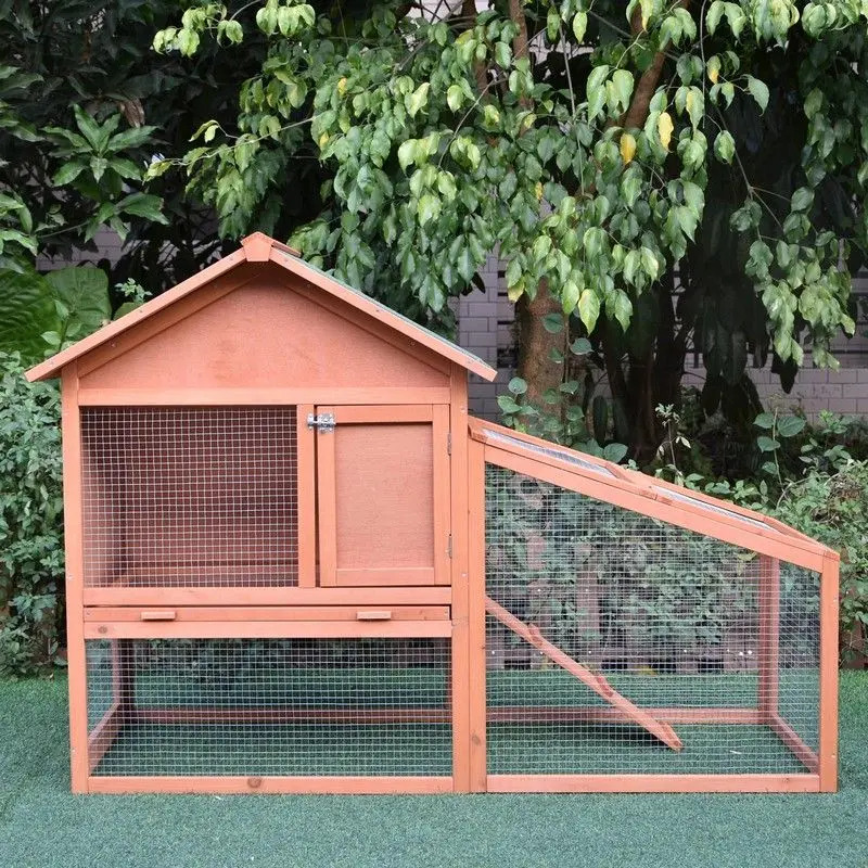 Pawhut Two-Tier Outdoor Rabbit Hutch – Ventilated Wooden Hutch With Run For Small Pets 1