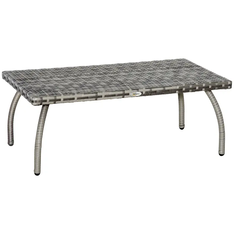 Pe Wicker Coffee Table – Textured Grey Rattan Garden Table For Patio Or Conservatory 1