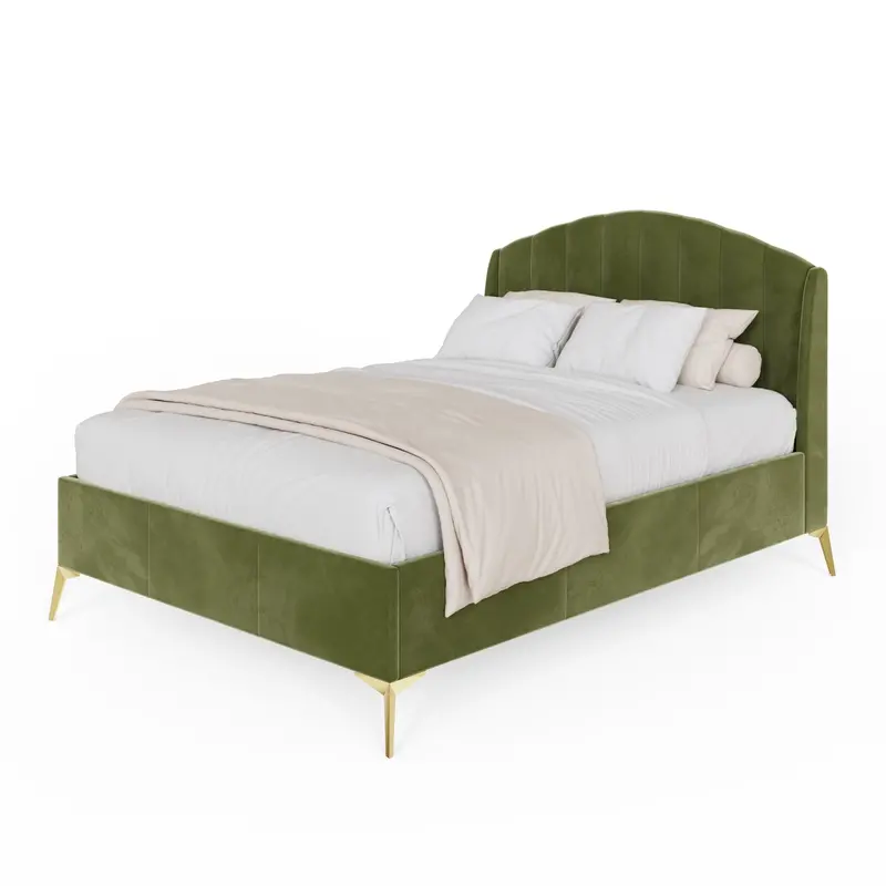 Pettine Green Double Ottoman Bed – Wooden Frame With Fabric Upholstery, 5Ft X 7Ft 1