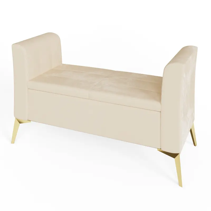 Pettine Natural Wood Bench With Gold Accents 1