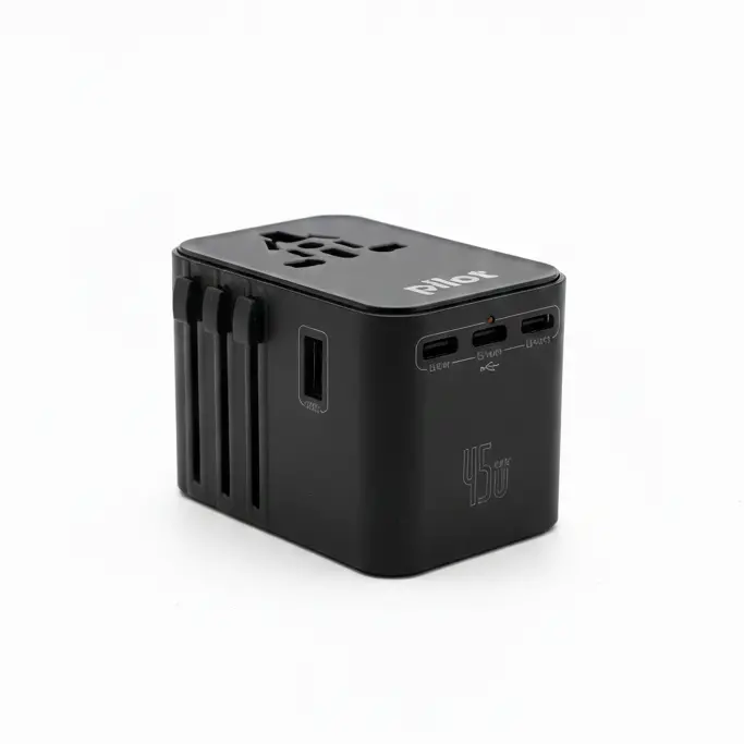 Pilot Universal Travel Adapter – 45W Usb-C Pd Fast Charging, 2500W All-In-One International Plug Converter With Safety Fuse 1