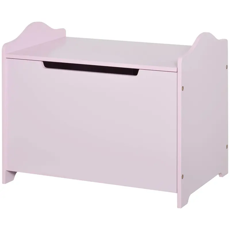 Pink Wooden Toy Storage Chest With Child-Safe Latch 1