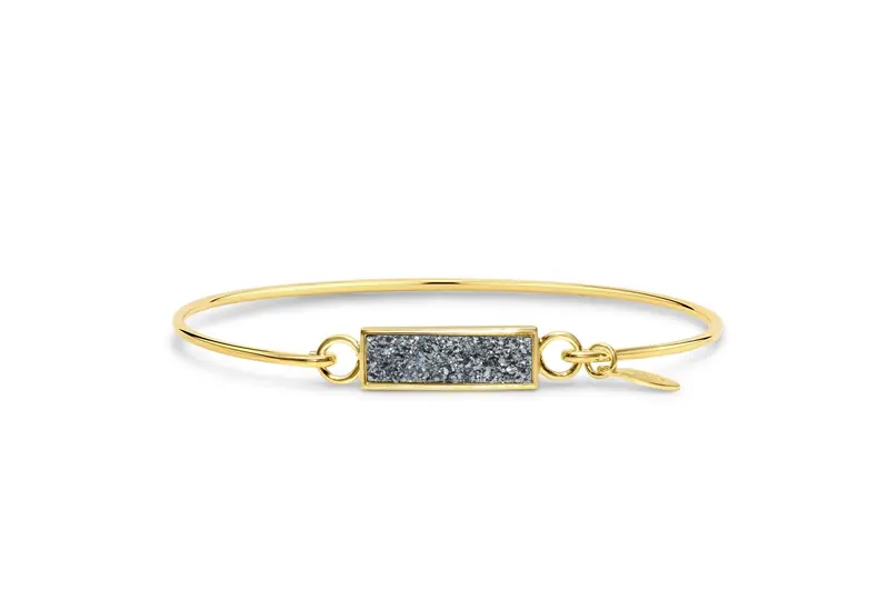 Platinum Silver Druzy Sparkle Bar Bracelet 1