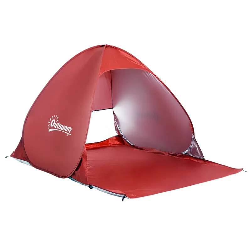 Pop-Up Beach Shade Tent – Quick-Setup Portable Sun Shelter In Vibrant Red 1