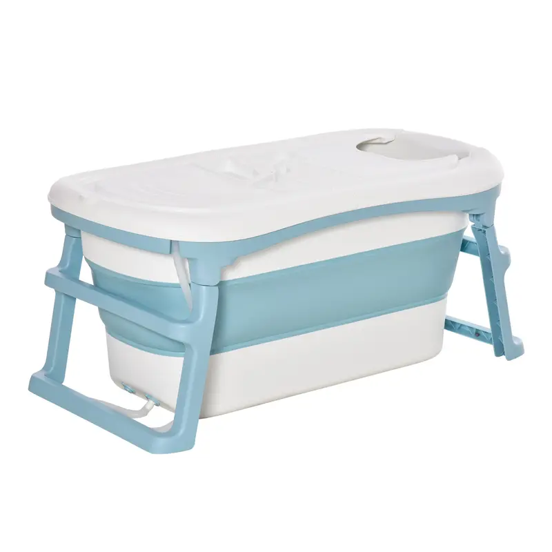 Portable Folding Bathtub For Kids – Blue Collapsible Tub With Non-Slip Base (Ages 1–12) 1