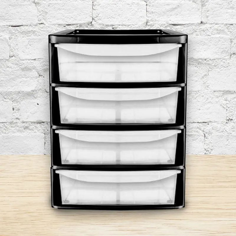Premier 4-Drawer Clear & Black Modular Storage Unit – 38L Total 1