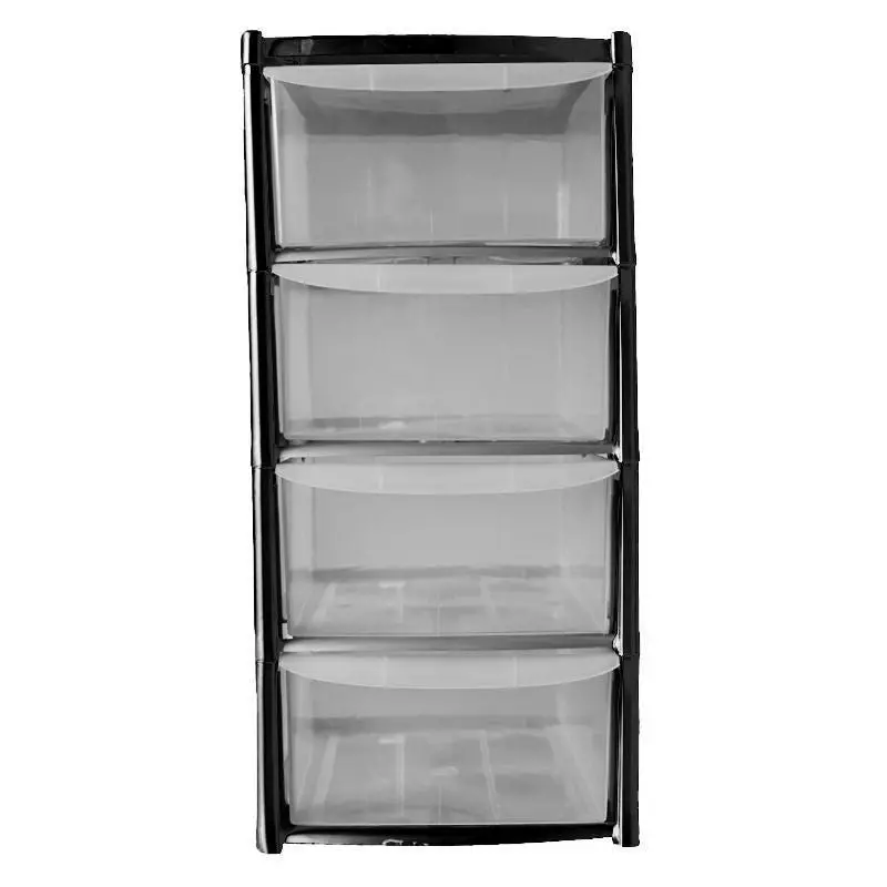 Premier 4-Drawer Clear Plastic Storage Unit – Compact 40H × 19W × 26D Cm Organizer 1
