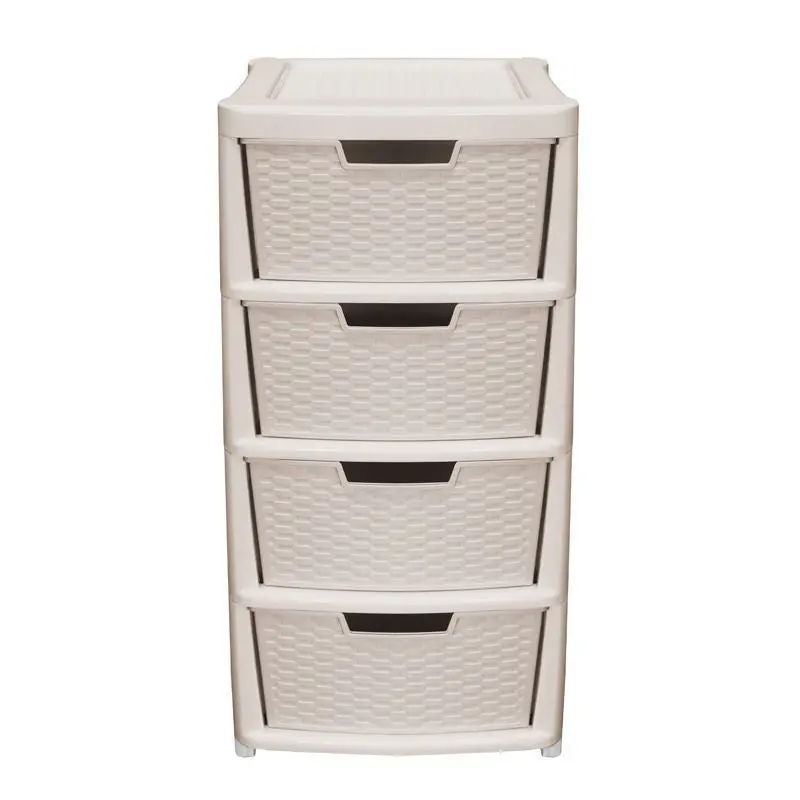 Premier Extra-Large 4-Drawer Plastic Storage Unit – 135L Beige Organizer 1