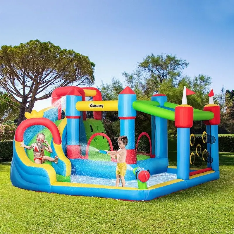 Premium 5-In-1 Inflatable Play Centre: Slide, Climbing Wall, Pool, Trampoline & Water Gun – Ages 3–8 1