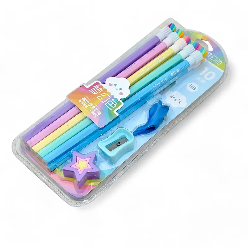Rainbow Unicorn-Themed Hb Pencil Set For Kids – 10-Piece Writing & Sketching Bundle With Grips And Accessories 1