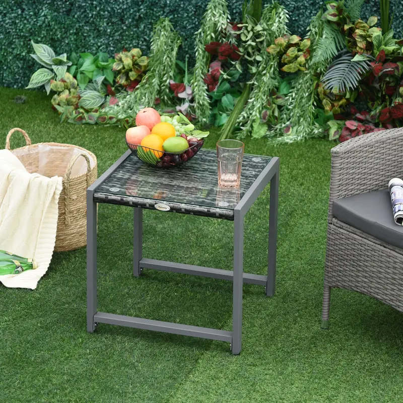 Rattan-Style Outdoor End Table – Wicker Side Table For Patio, Deck, Or Garden Seating 1