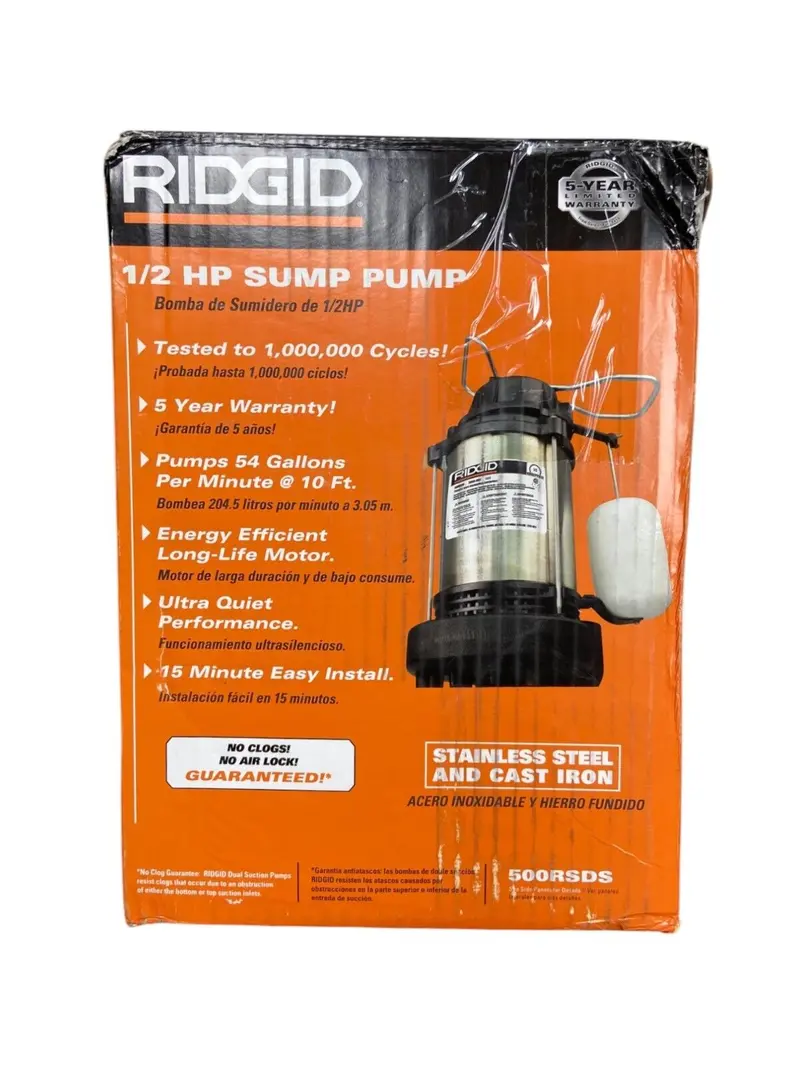 Ridgid 1/2 Hp Cast Iron Submersible Sump Pump (Model 500Rsds) 1