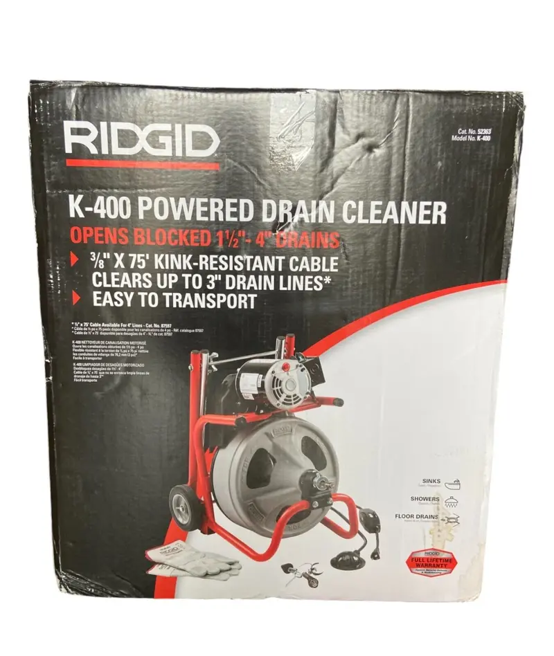 Ridgid K-400 Drain Cleaner With 3/8" X 75' Cable – Model 52363 1