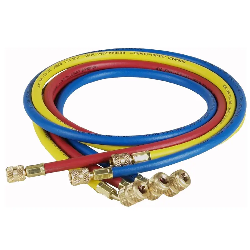 Robinair R134A Enviro-Guard Hose Set – 60" With 45° Quick-Seal Fittings 1
