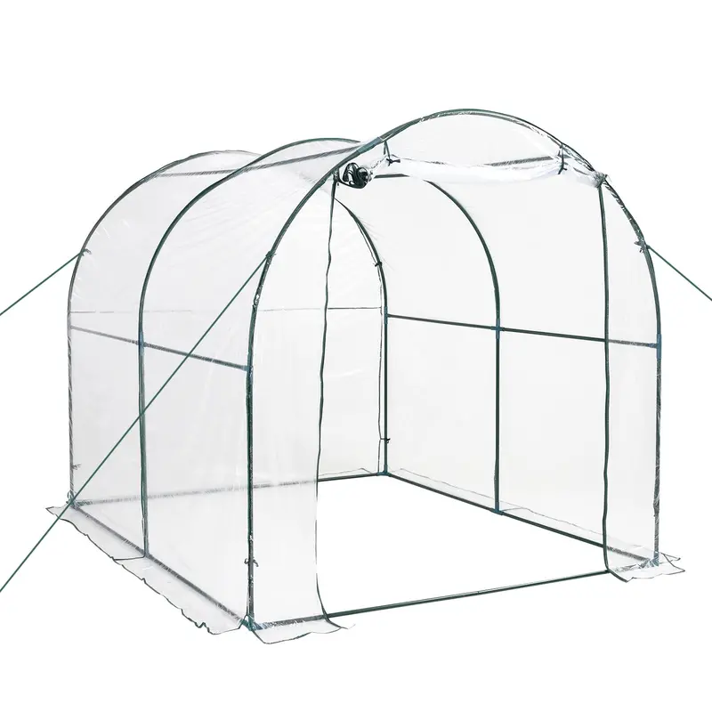 Roll-Up Door Polytunnel Greenhouse With Transparent Pvc Cover & Steel Frame 1