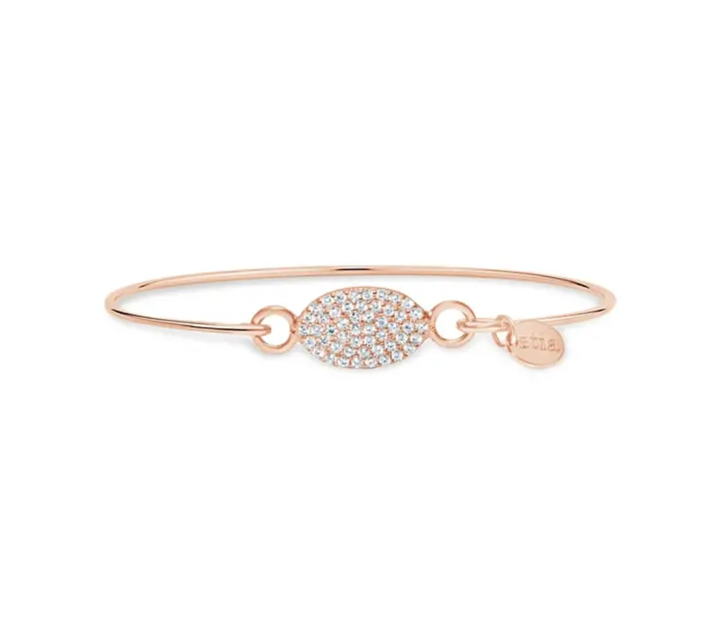 Rose Gold Oval Pendant Bracelet With Pavé Accents 1