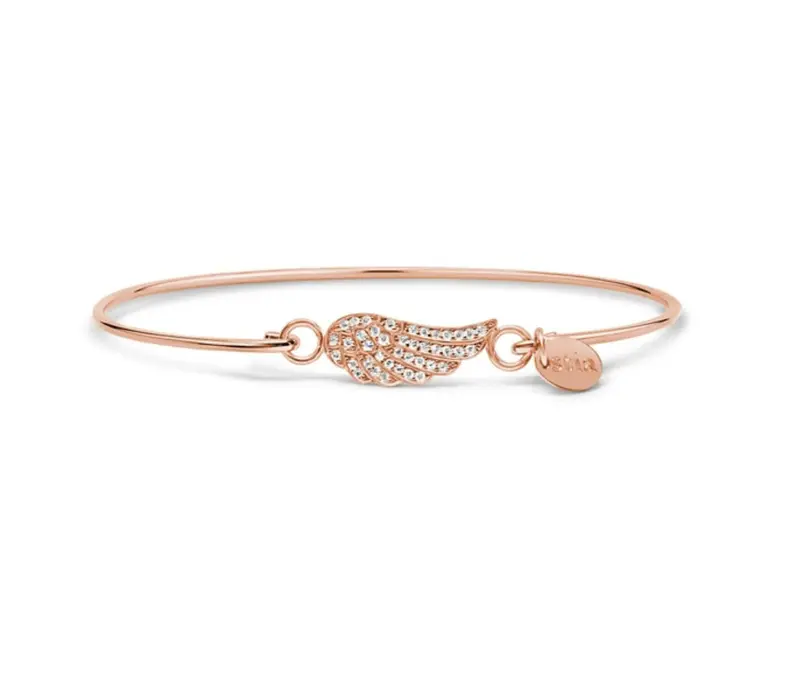 Rose Gold Wing Pendant Bracelet With Pavé Detail 1