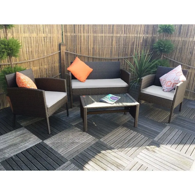 Royalcraft Nevada Grey-Cushioned 2-Person Rattan Patio Set 1