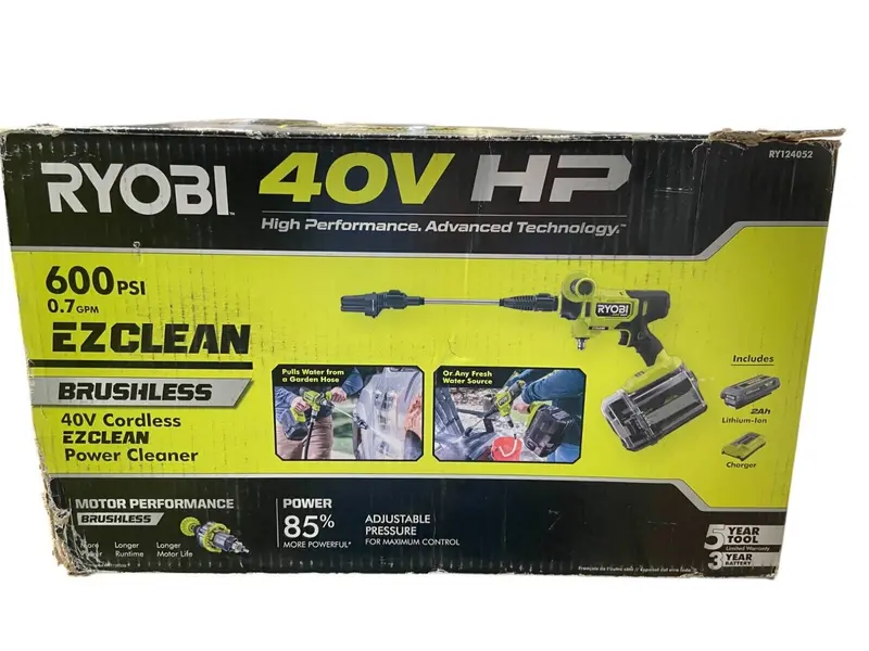 Ryobi 40V Hp Brushless Power Cleaner – 600 Psi, Ez Clean, Bare Tool (Ry124052) 1