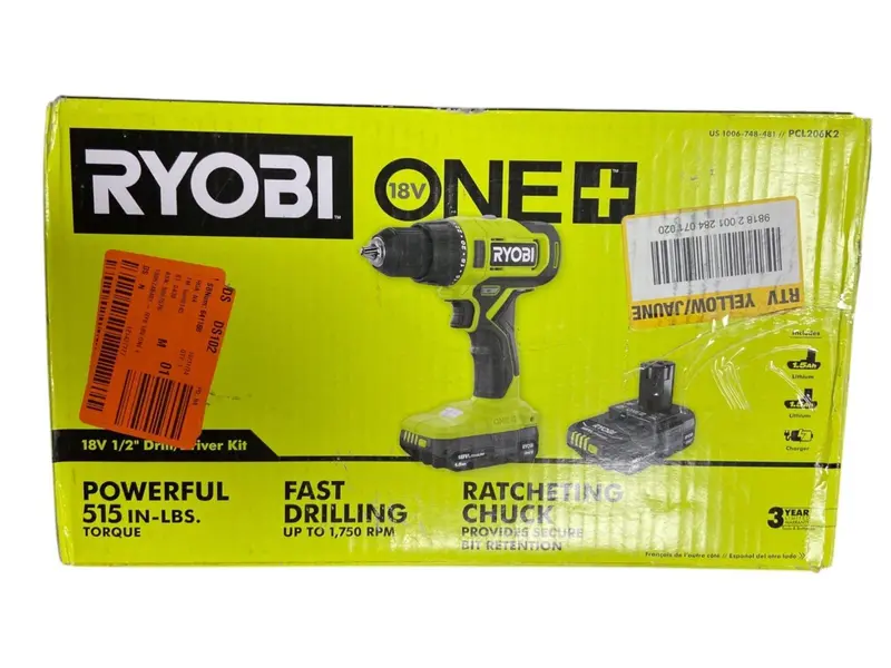 Ryobi Pcl206K2 One+ 18V Cordless 1/2" Drill/Driver Kit 1